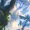 Forest // Forest (AZNR-019) - Zendikar Rising Art Series (Borderless) Foil