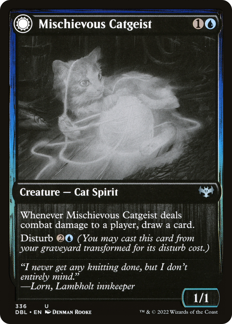 Mischievous Catgeist (DBL-336) - Innistrad: Double Feature: (Double Faced Transform) Foil