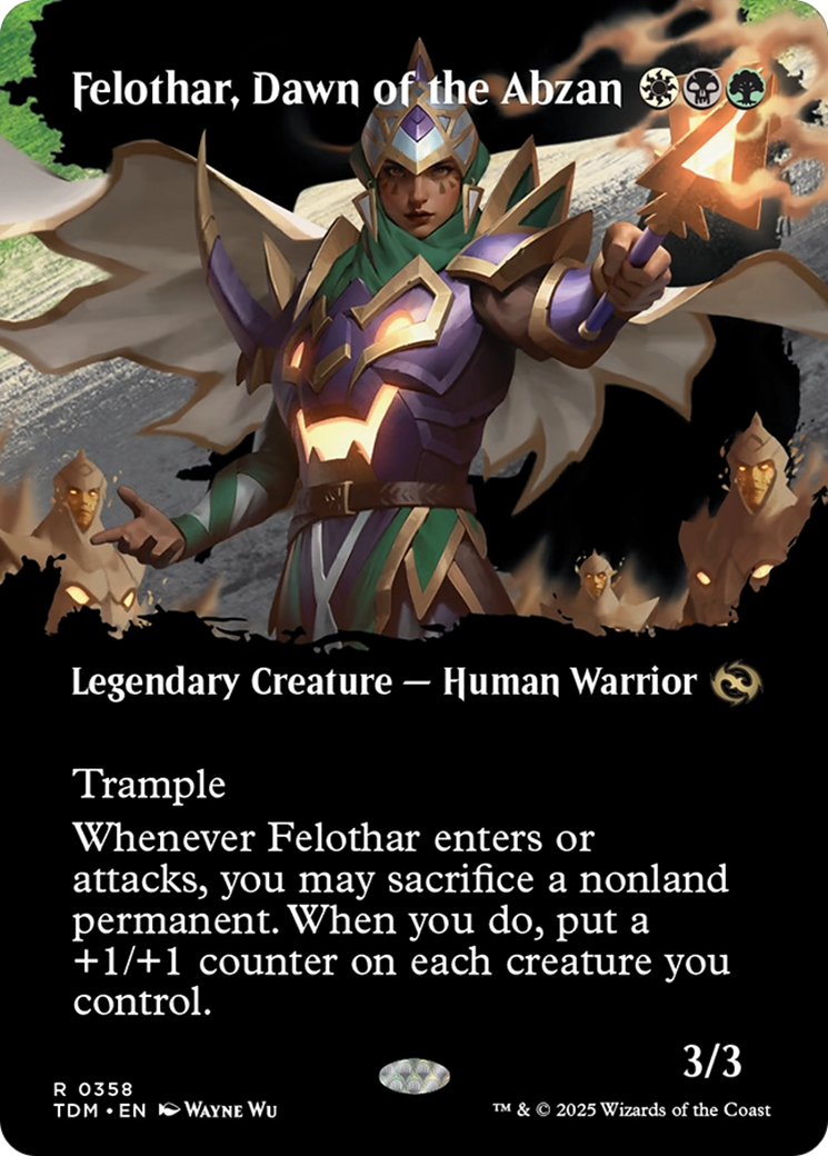 Felothar, Dawn of the Abzan (Borderless) (TDM-358) - Tarkir: Dragonstorm: (Showcase) (Borderless) Foil