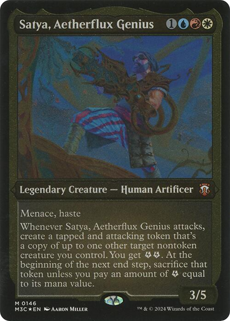 Satya, Aetherflux Genius (Display Commander) - Thick Stock (M3C-146) - Modern Horizons 3 Commander Foil