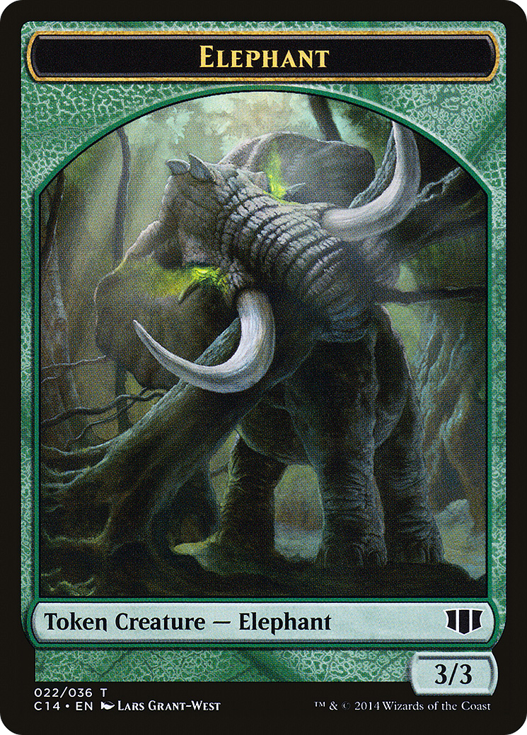 Elephant // Elf Warrior Double-sided Token (C14-22 // 24) - Commander 2014 Tokens