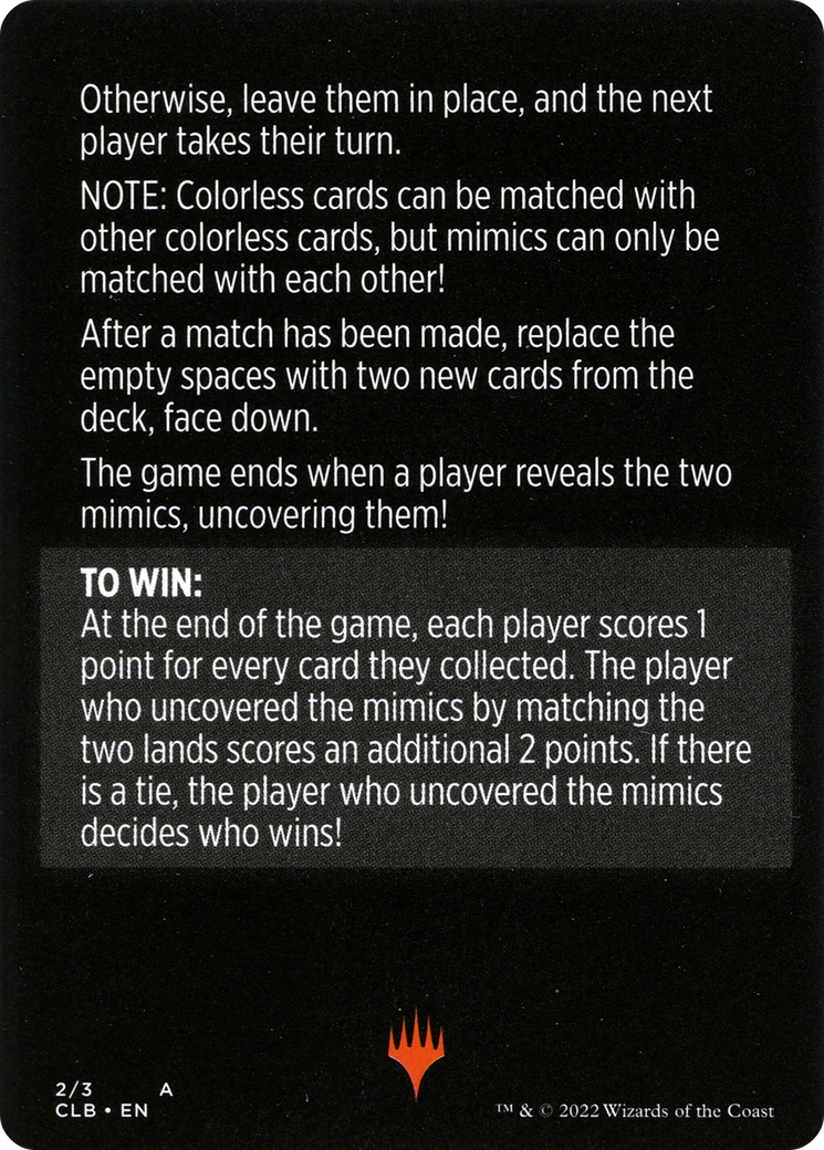 Mimic Match // Mimic Match (cont'd) (MCLB-002) - Commander Legends: Battle for Baldur's Gate Minigames Foil