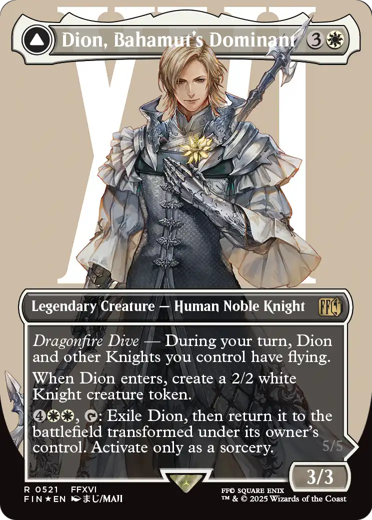 Dion, Bahamut's Dominant (Borderless) (Surge Foil) (FIN-521) - FINAL FANTASY: (enchantment) (Borderless) Foil