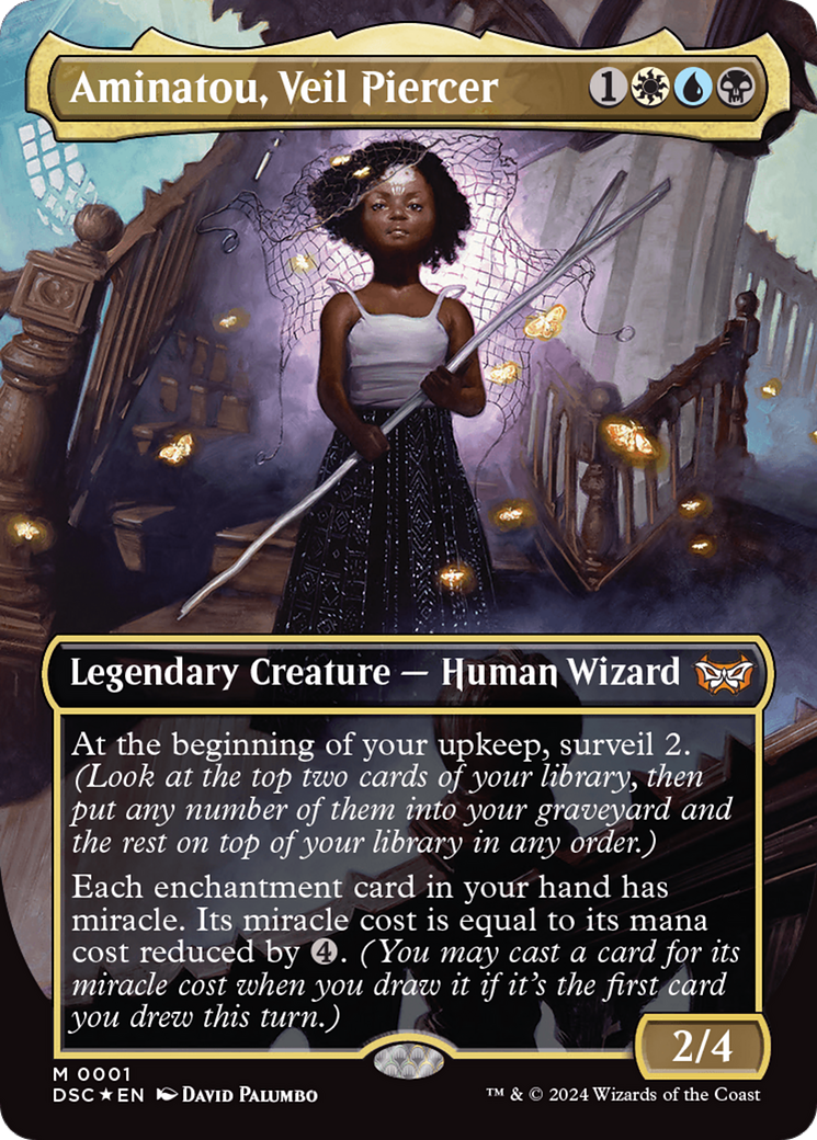 Aminatou, Veil Piercer (Borderless) (DSC-001) - Duskmourn: House of Horror Commander (Borderless)