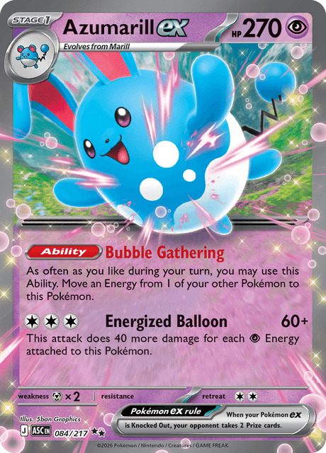 Azumarill ex 084  - Holofoil ME Ascended Heroes - Double Rare