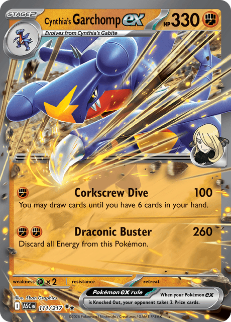 Cynthia's Garchomp ex 111  - Holofoil ME Ascended Heroes - Double Rare