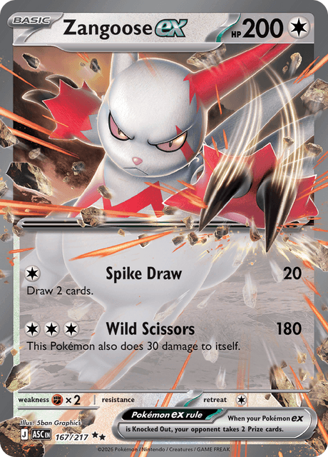 Zangoose ex 167  - Holofoil ME Ascended Heroes - Double Rare