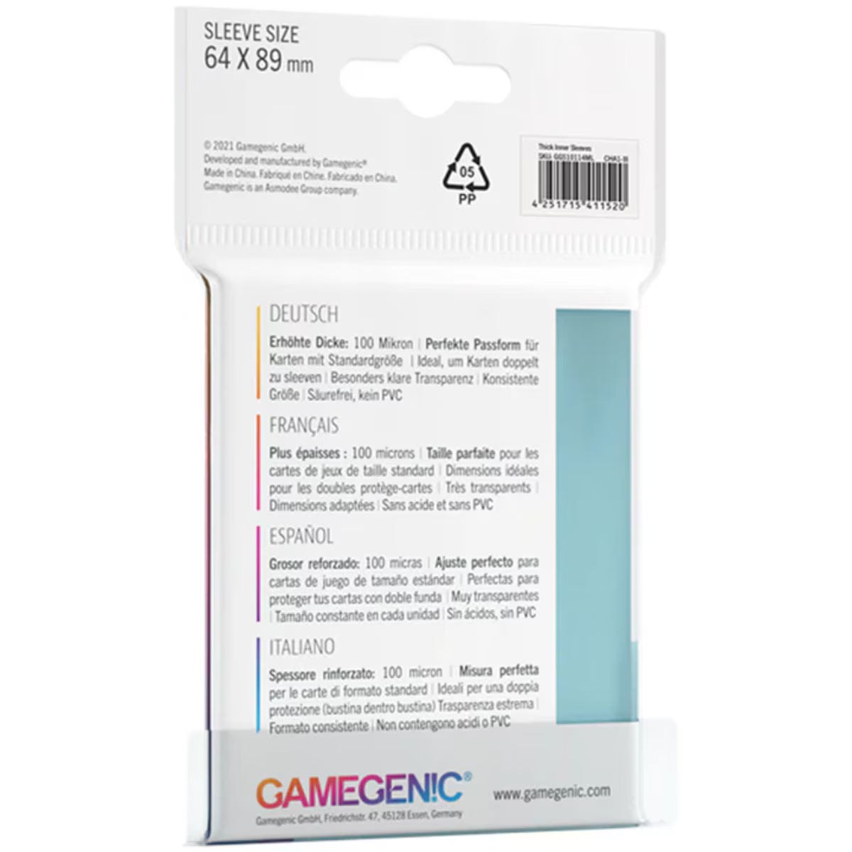 GameGenic - Thick Inner Sleeves: 64mm x 89mm (50)