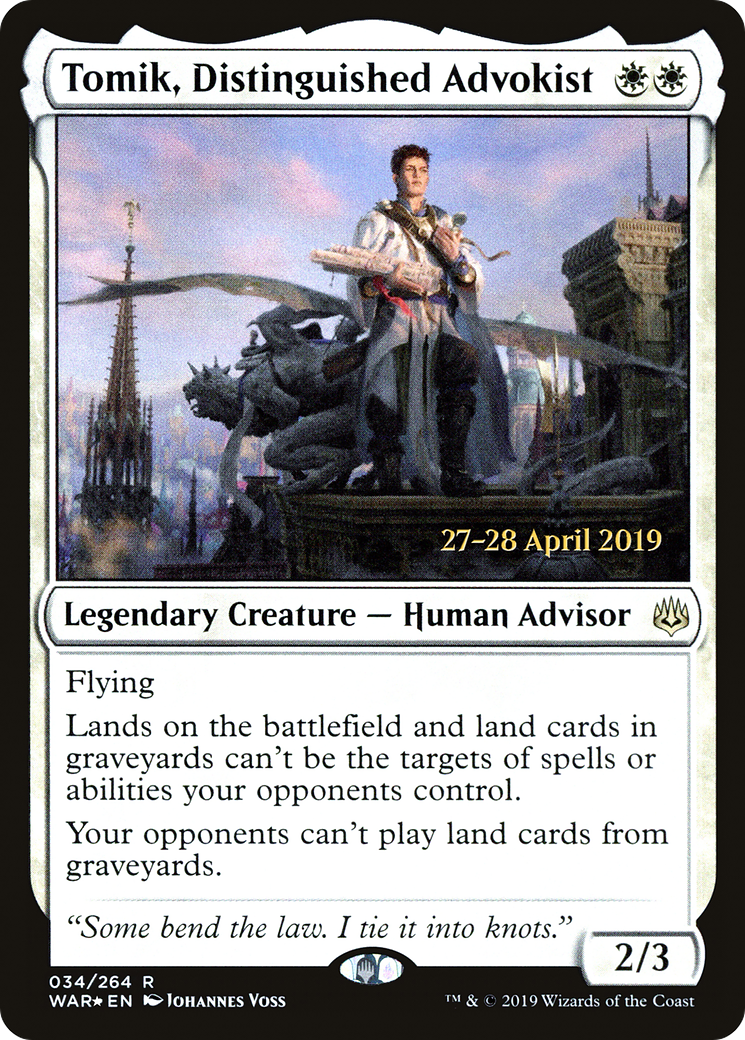 Tomik, Distinguished Advokist (PRE-034) - War of the Spark Promos Foil