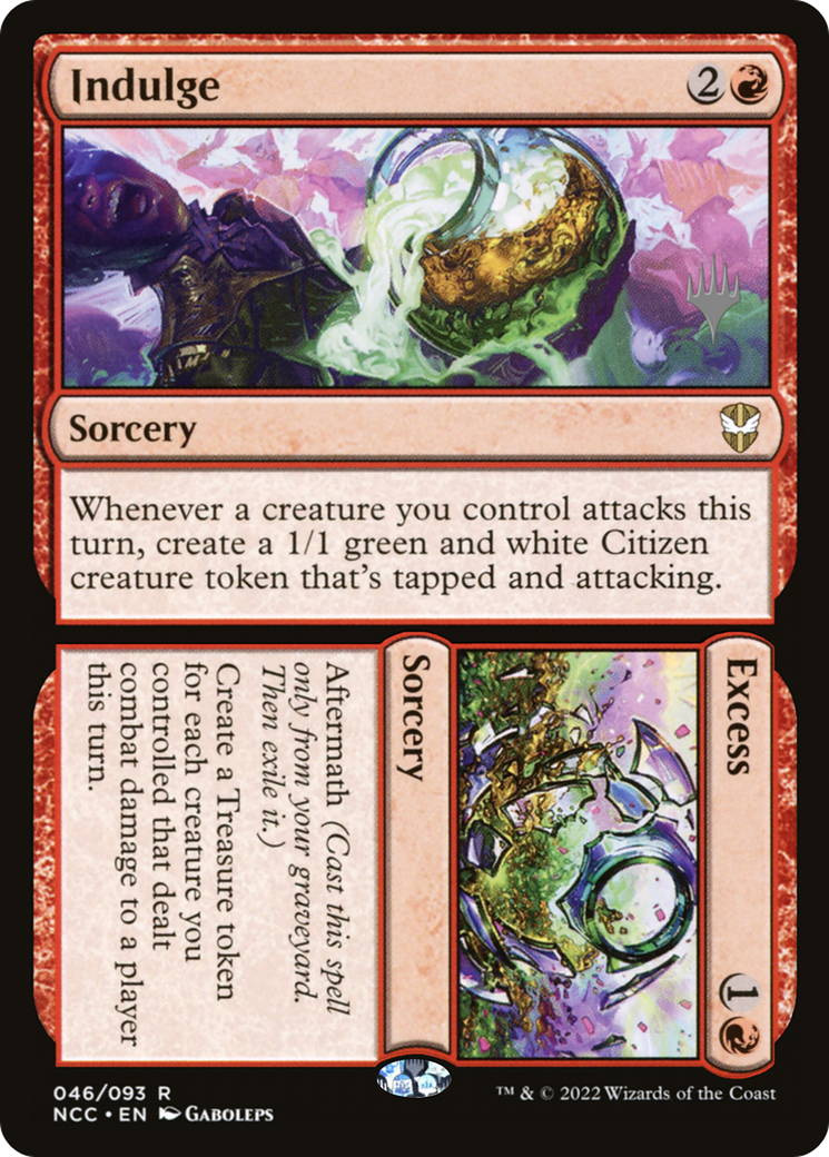 Indulge // Excess (PPSNC-046) - New Capenna Commander Promos Foil