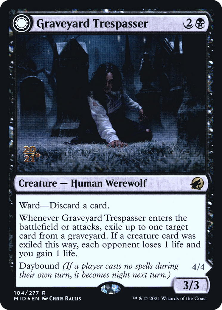 Graveyard Trespasser (PRE-104) - Innistrad: Midnight Hunt Promos: (Double Faced Transform) Foil