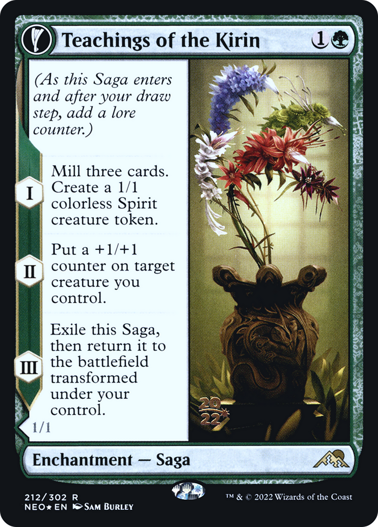 Teachings of the Kirin (PRE-212) - Kamigawa: Neon Dynasty Promos: (fandfc, enchantment) Foil