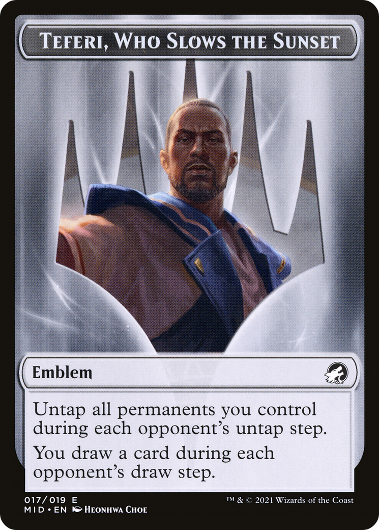 Teferi, Who Slows the Sunset Emblem (TMID-017) - Innistrad: Midnight Hunt Tokens Foil