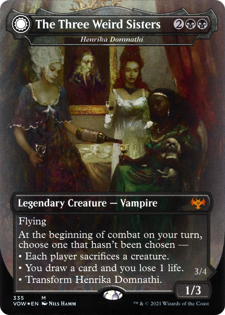 The Three Weird Sisters - Henrika Domnathi (VOW-335) - Innistrad: Crimson Vow: (Double Faced Transform) (Borderless)