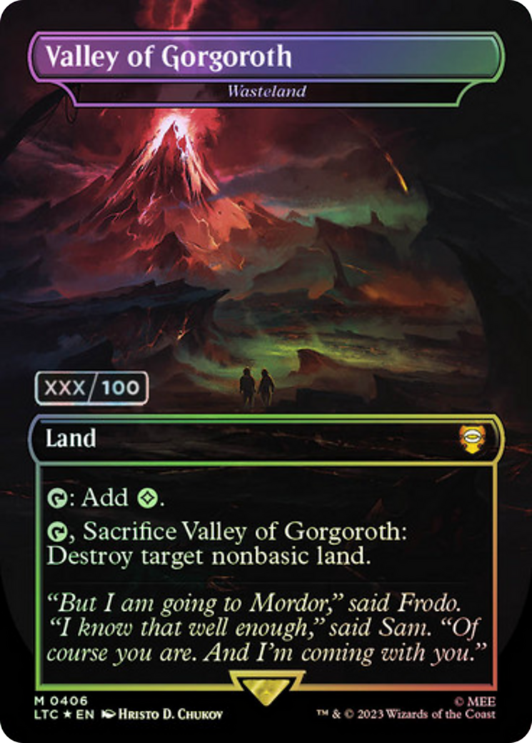 Valley of Gorgoroth - Wasteland (Serial Numbered) (LTC-406) - Tales of Middle-earth Commander / Valley of Gorgoroth (Borderless) Foil