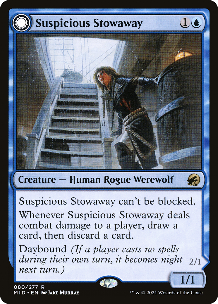 Suspicious Stowaway (MID-080) - Innistrad: Midnight Hunt: (Double Faced Transform) Foil
