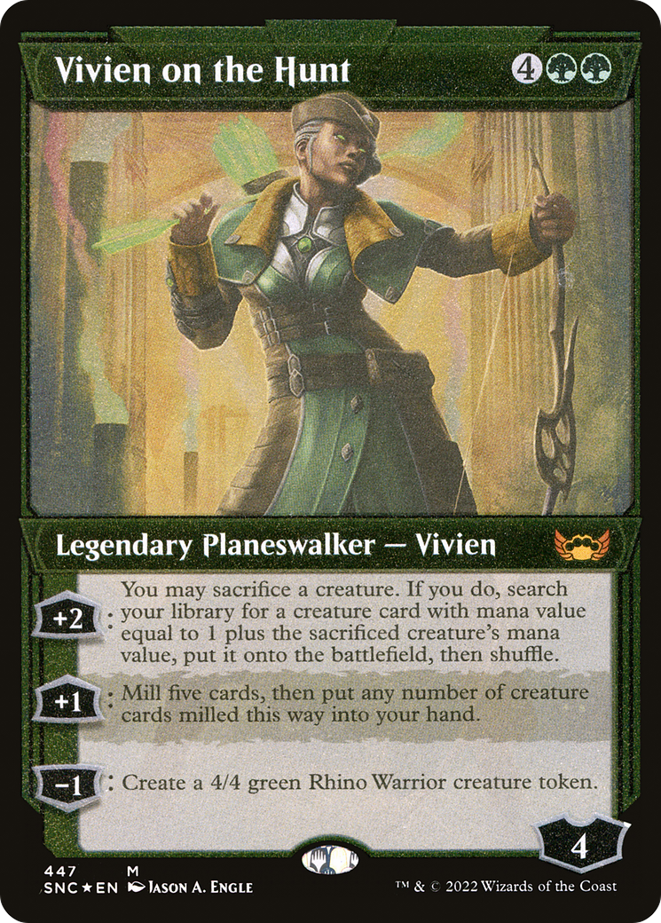 Vivien on the Hunt (Showcase) (Foil Etched) (SNC-447) - Streets of New Capenna: (Showcase) Foil