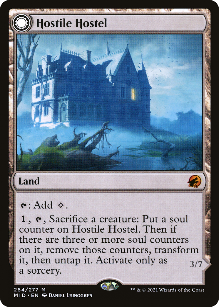 Hostile Hostel (MID-264) - Innistrad: Midnight Hunt: (Double Faced Transform) Foil
