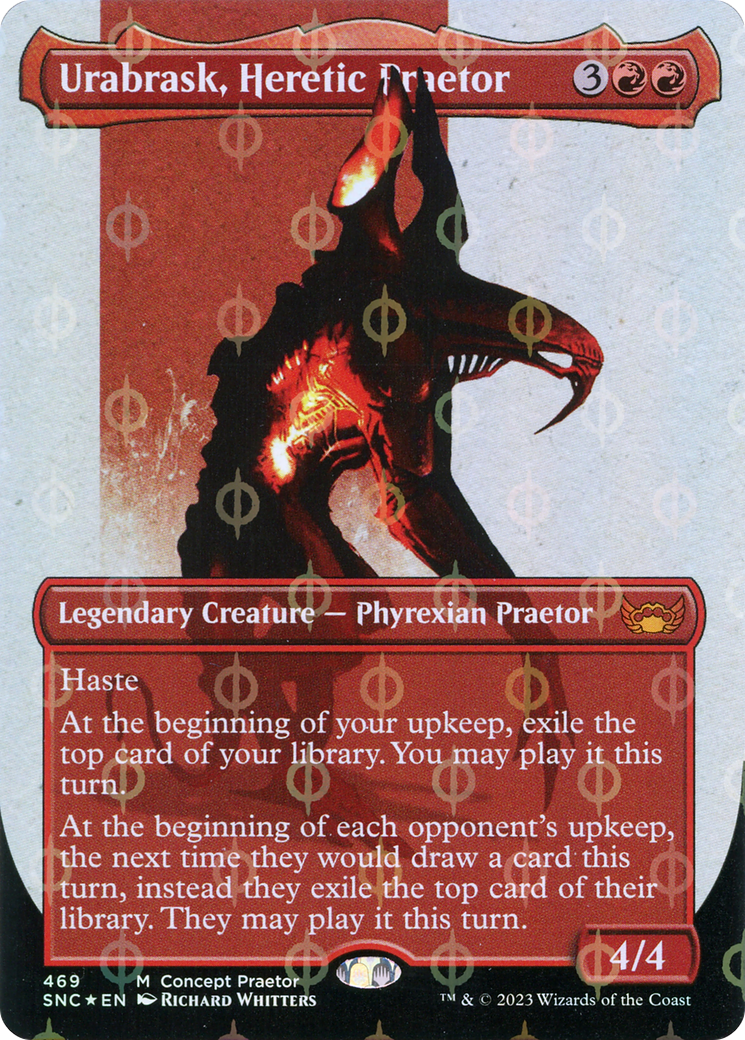 Urabrask, Heretic Praetor (Concept Praetor) (Step-And-Compleat Foil) (ONE-469) - Streets of New Capenna (Borderless) Foil