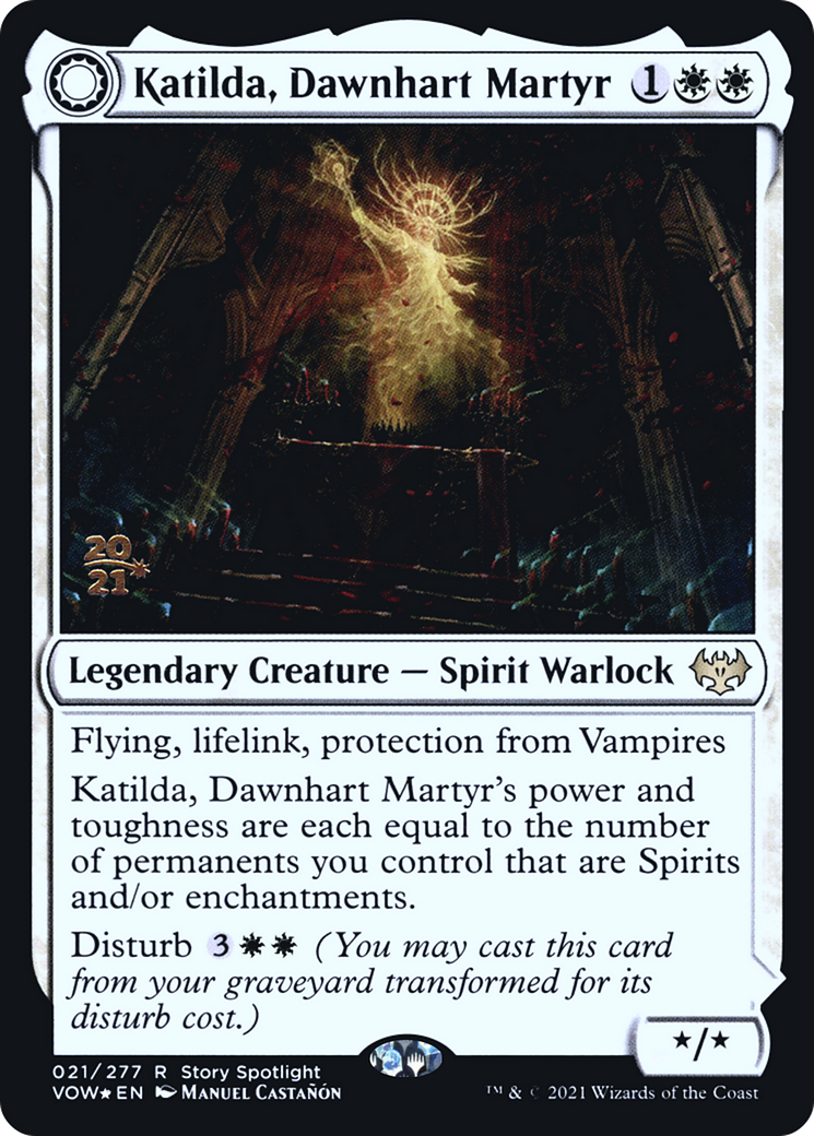 Katilda, Dawnhart Martyr (PRE-021) - Innistrad: Crimson Vow Promos: (Double Faced Transform) Foil