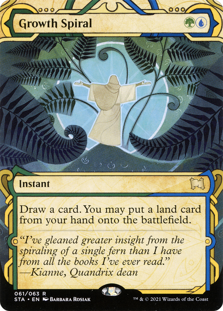 Growth Spiral (STA-061) - Strixhaven Mystical Archive: (Showcase) (Borderless) Etched Foil
