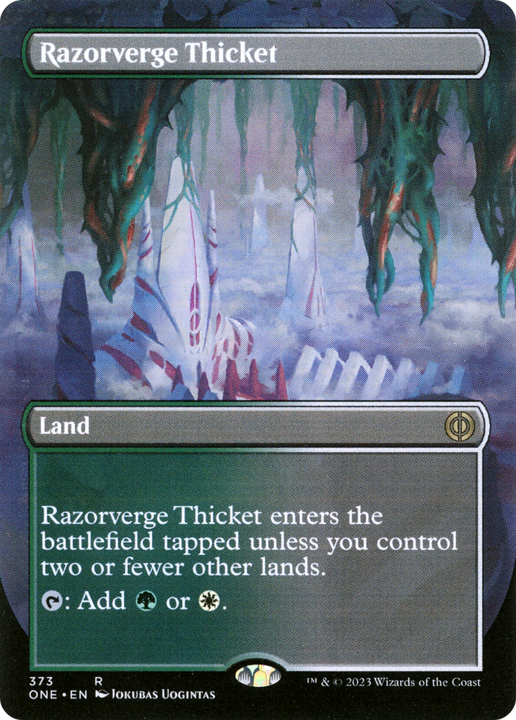 Razorverge Thicket (Borderless) (ONE-373) - Phyrexia: All Will Be One (Borderless) Foil