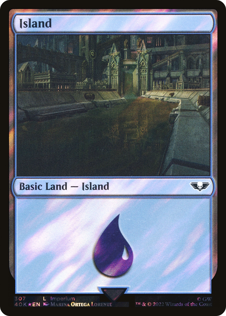 Island (307) (Surge Foil) (40K-307) - Warhammer 40,000 Commander Foil