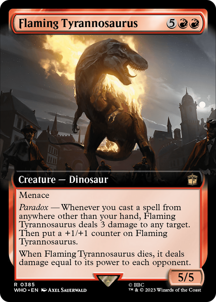 Flaming Tyrannosaurus (Extended Art) (WHO-385) - Doctor Who: (Extended Art) Foil