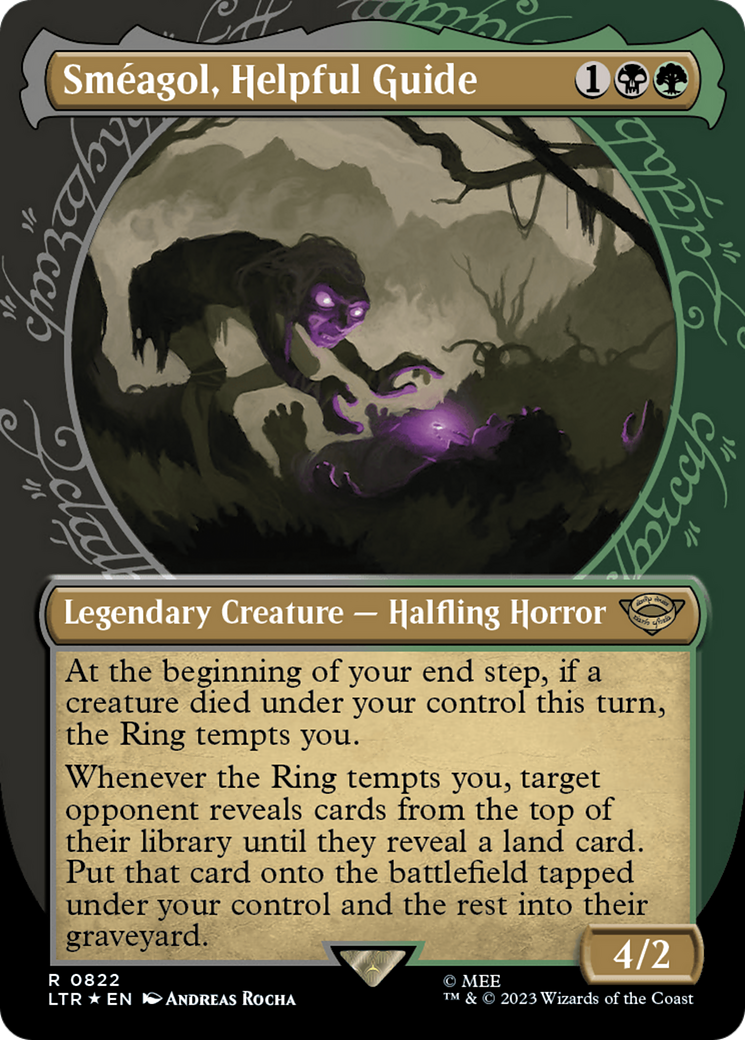 Smeagol, Helpful Guide (Showcase) (Surge Foil) (LTR-822) - The Lord of the Rings: Tales of Middle-earth: (Showcase) (Borderless) Foil