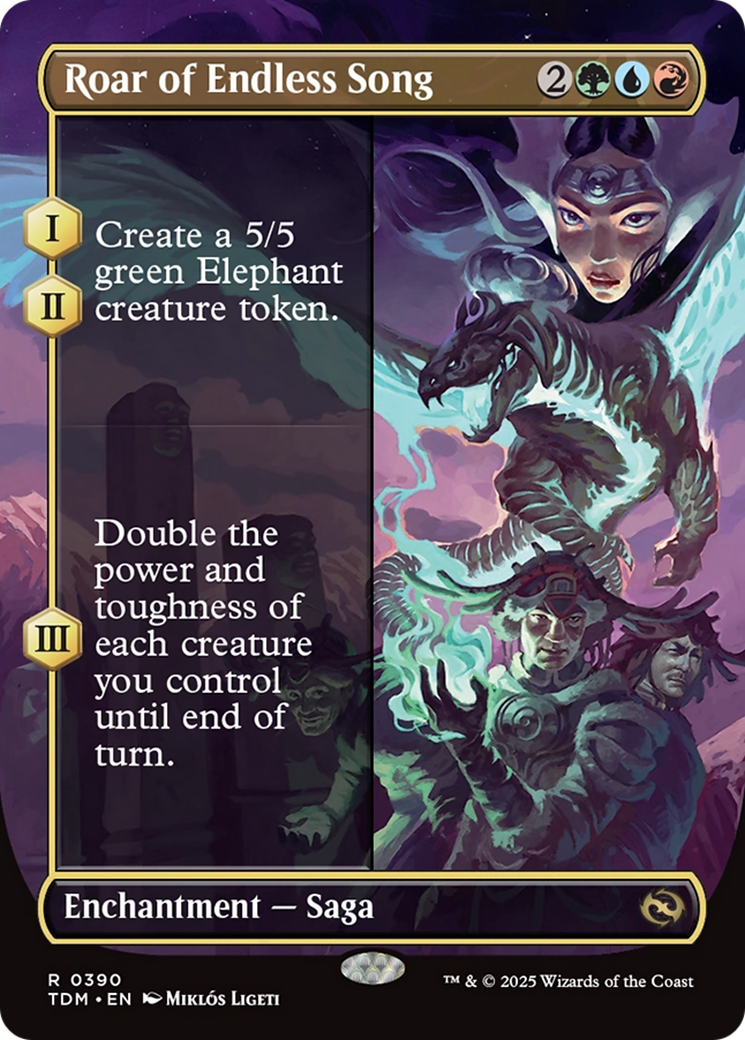 Roar of Endless Song (Borderless) (TDM-390) - Tarkir: Dragonstorm: (enchantment) (Borderless)