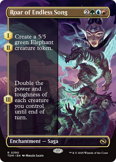 Roar of Endless Song (Borderless) (TDM-390) - Tarkir: Dragonstorm: (enchantment) (Borderless)