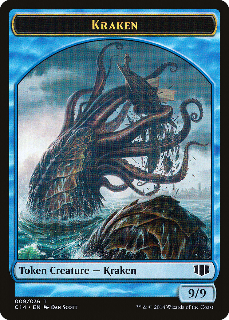 Kraken // Zombie (Blue) Double-sided Token (C14-9 // 11) - Commander 2014 Tokens