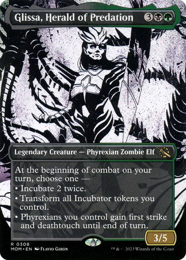 Glissa, Herald of Predation (Showcase) (MOM-308) - March of the Machine: (Showcase) (Borderless) Foil