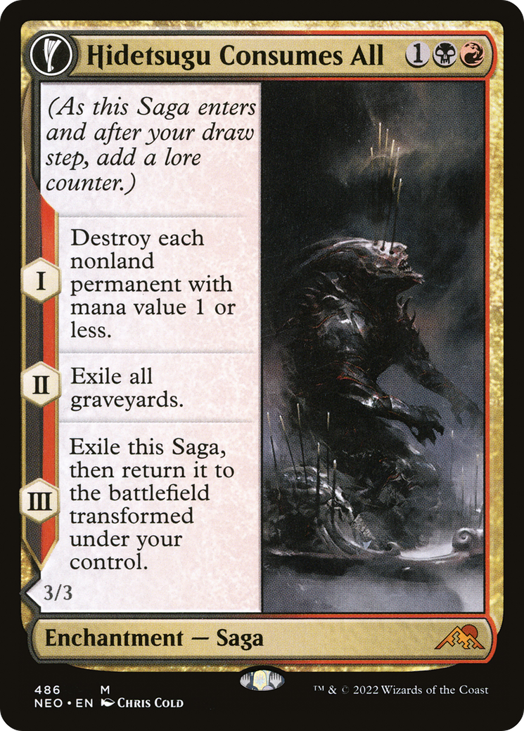 Hidetsugu Consumes All (Extended Art) (NEO-486) - Kamigawa: Neon Dynasty: (Extended Art, fandfc, enchantment) Foil