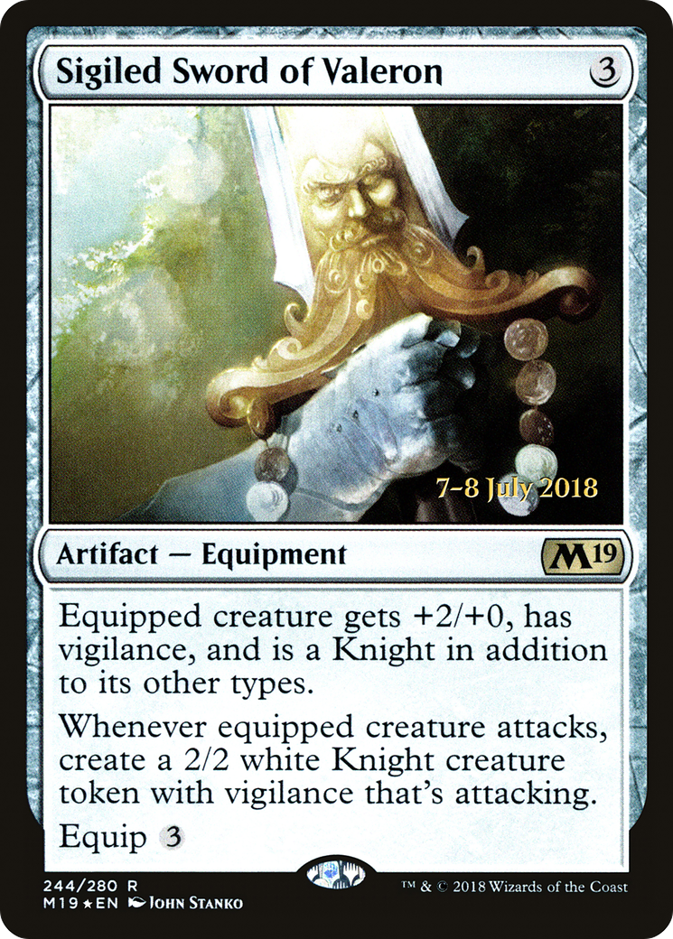 Sigiled Sword of Valeron (PRE-244) - Core Set 2019 Promos Foil
