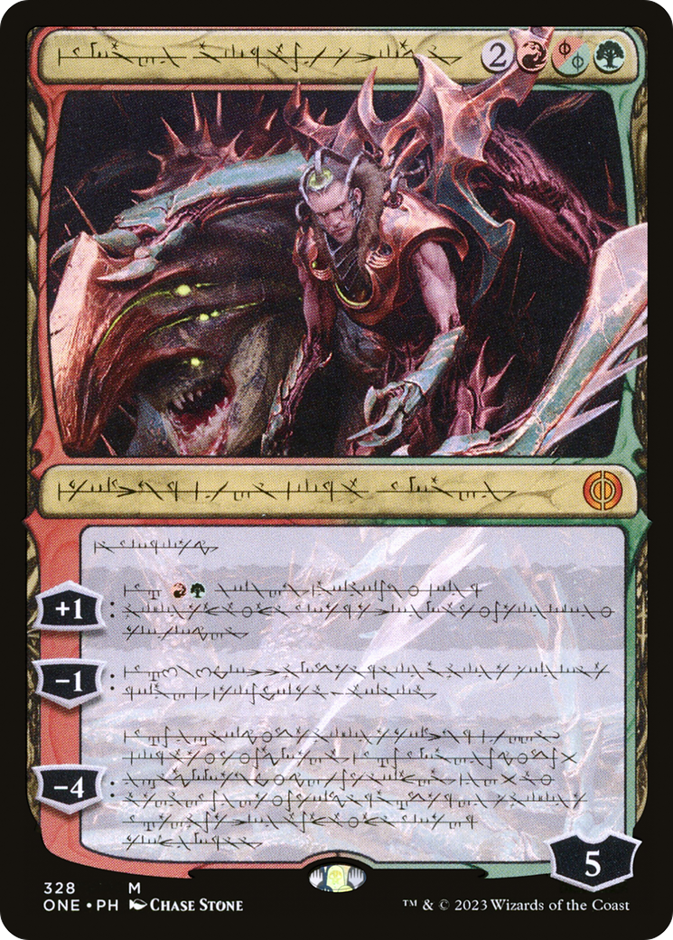 Lukka, Bound to Ruin (Phyrexian) (ONE-328) - Phyrexia: All Will Be One: (Showcase) Foil