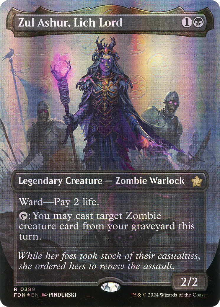 Zul Ashur, Lich Lord (Borderless) (Mana Foil) (FDN-389) - Foundations (Borderless) Foil