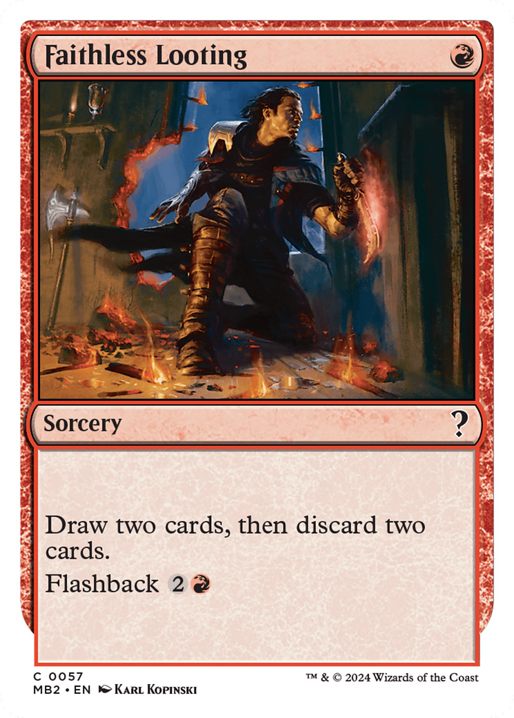 Faithless Looting (White Border) (MB2-057) - Mystery Booster 2