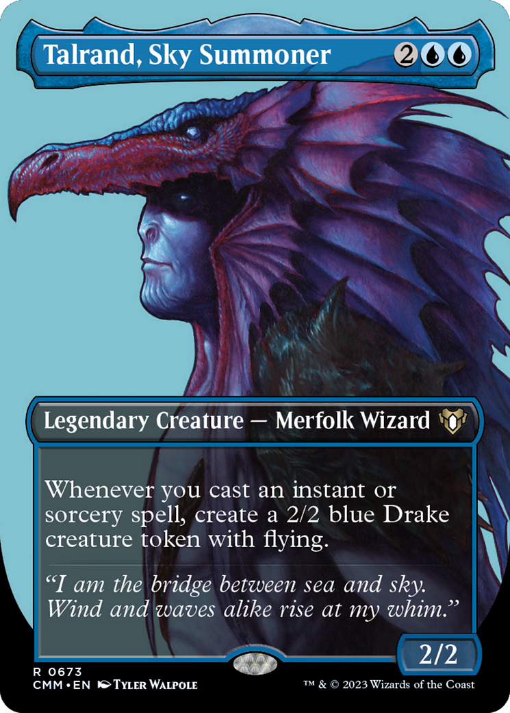 Talrand, Sky Summoner (Borderless) (CMM-673) - Commander Masters (Borderless) Foil