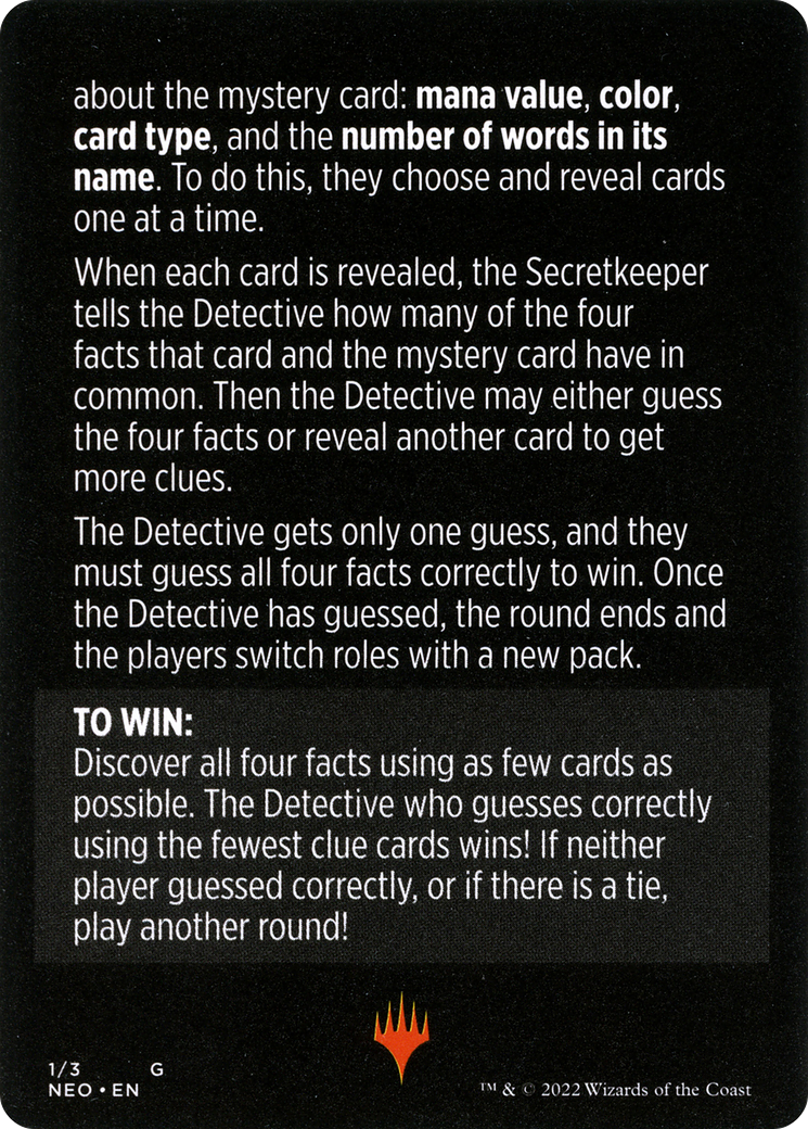 Booster Sleuth // Booster Sleuth (cont'd) (MNEO-001) - Kamigawa: Neon Dynasty Minigames