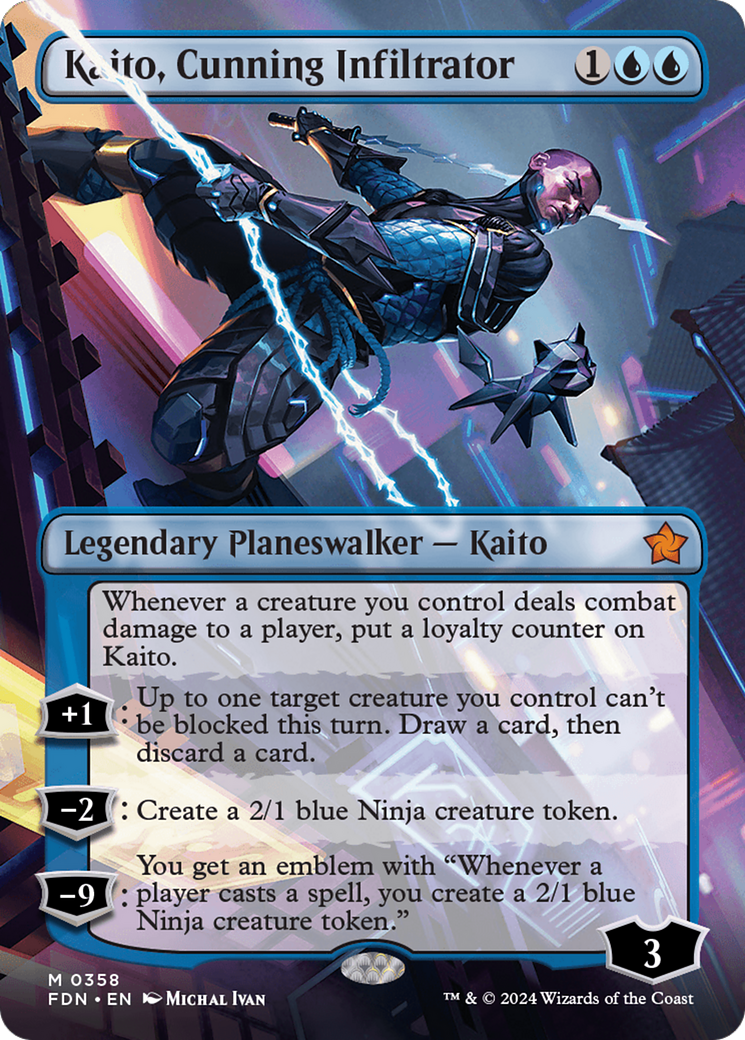 Kaito, Cunning Infiltrator (Borderless) (FDN-358) - Foundations (Borderless) Foil