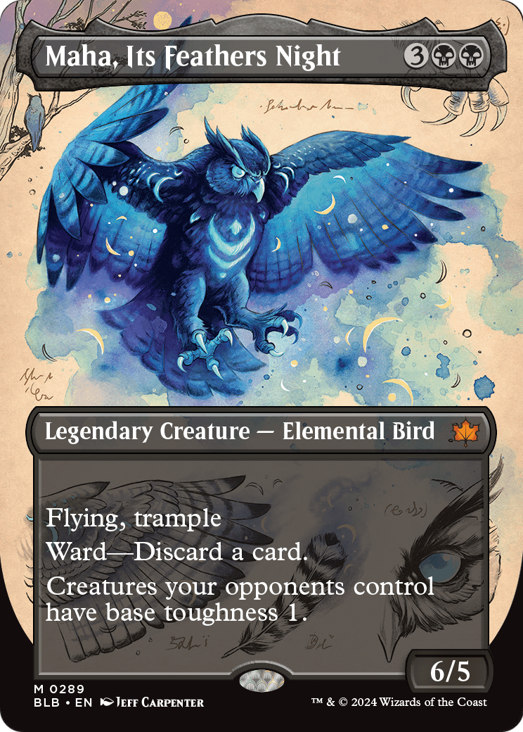 Maha, Its Feather Night (Borderless) (BLB-289) - Bloomburrow: (Showcase) (Borderless)