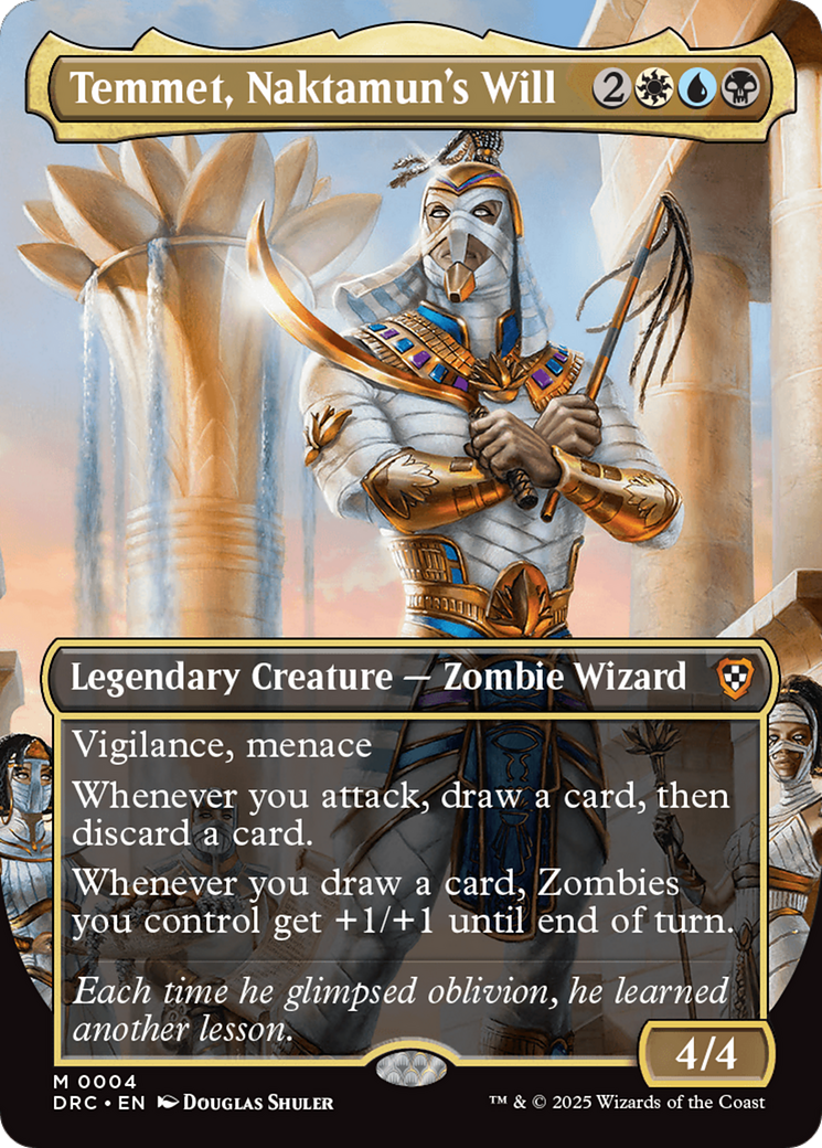 Temmet, Naktamun's Will (Borderless) (DRC-004) - Commander: Aetherdrift (Borderless) Foil