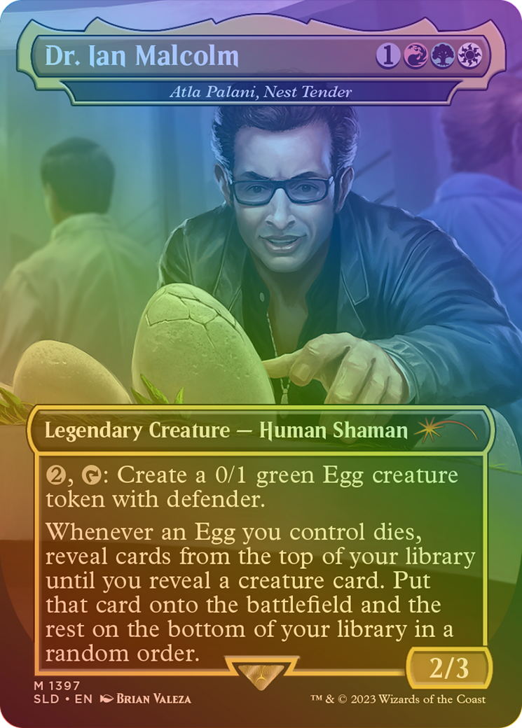 Dr. Ian Malcolm - Atla Palani, Nest Tender (Rainbow Foil) (SLD-1397) - Secret Lair Drop / Dr. Ian Malcolm (Borderless) Foil