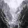 Mountain // Mountain (AMID-079) - Midnight Hunt Art Series (Borderless) Foil