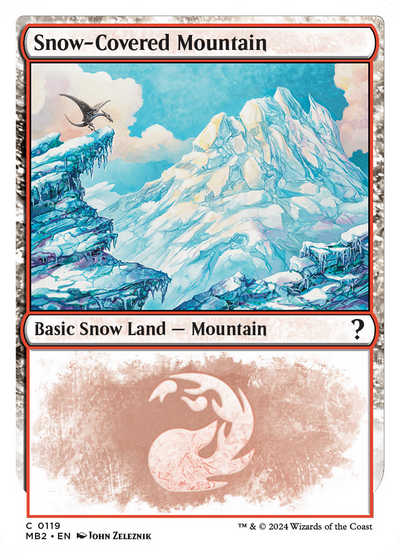 Snow-Covered Mountain (White Border) (MB2-119) - Mystery Booster 2: (snow)
