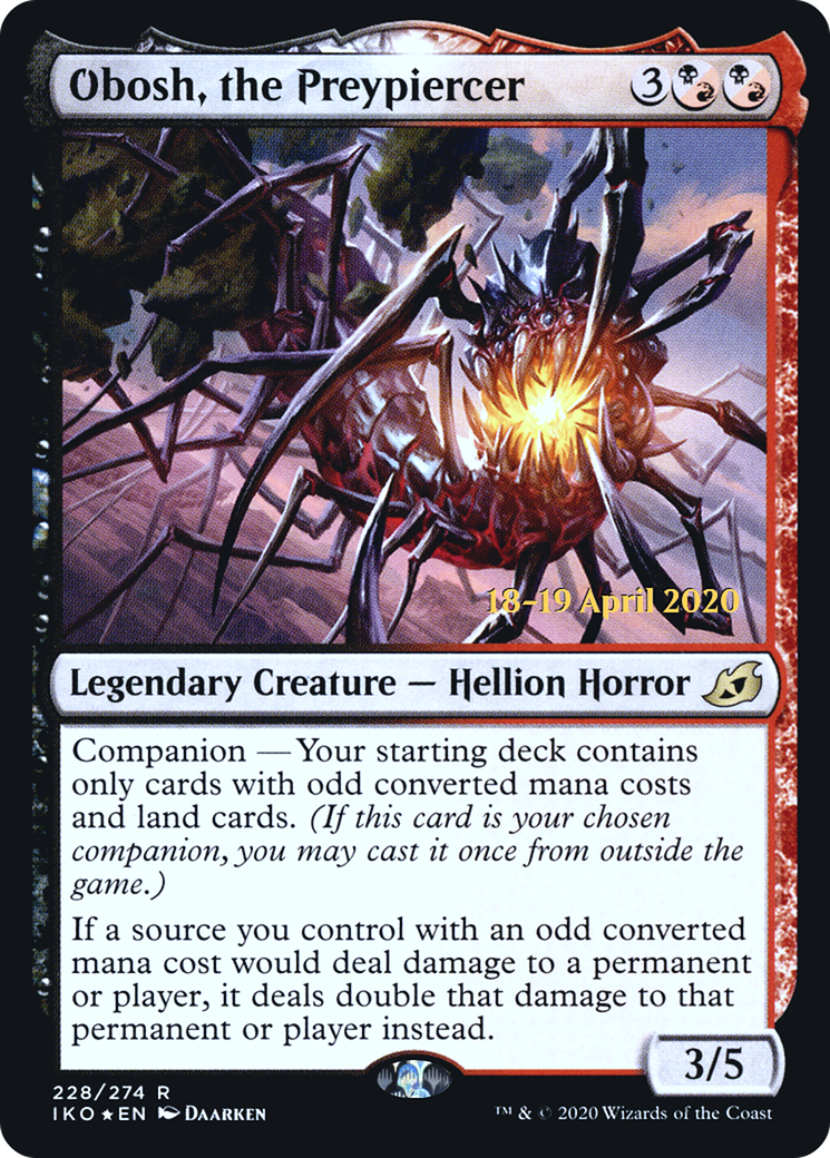 Obosh, the Preypiercer (PRE-228) - Ikoria: Lair of Behemoths Promos: (companion) Foil