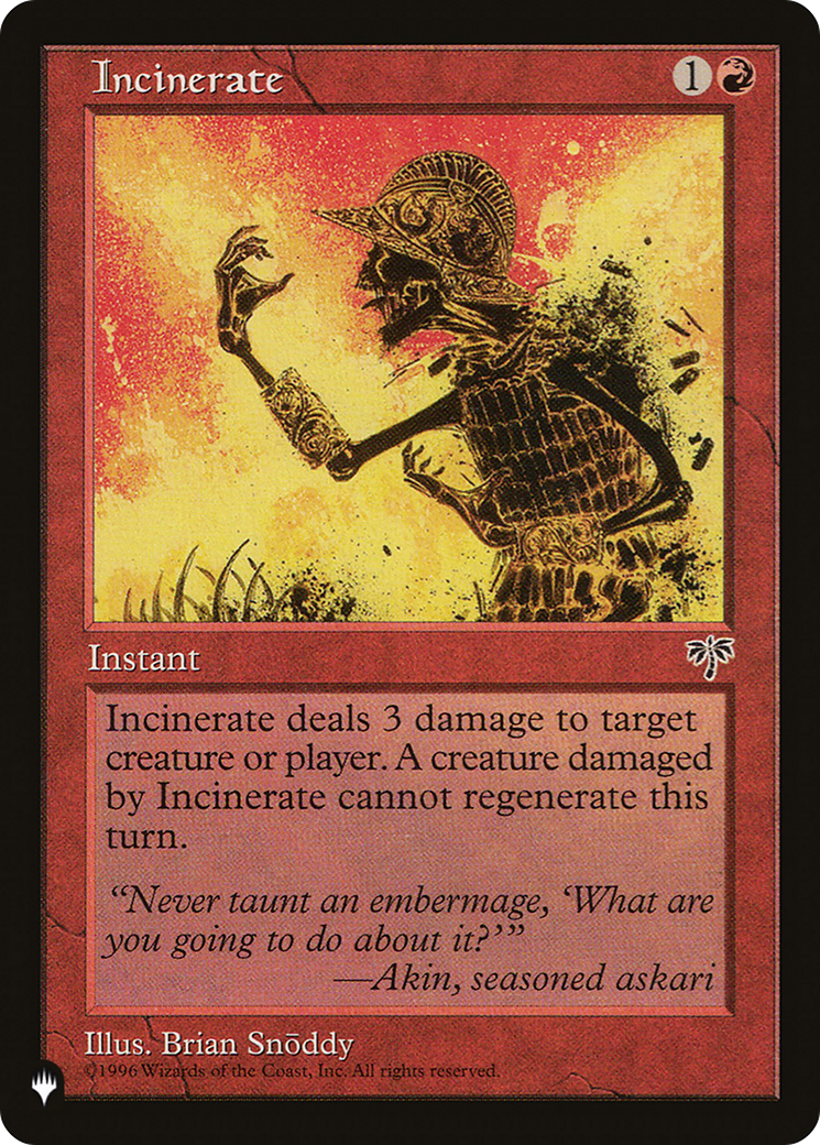 Incinerate (LIST-) - The List