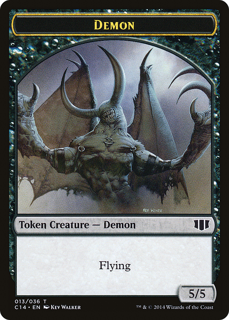 Demon (5/5) // Zombie (Black) Double-sided Token (C14-13 // 16) - Commander 2014 Tokens