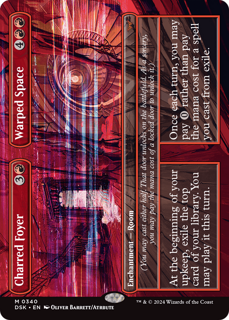 Charred Foyer // Warped Space (Borderless) (DSK-340) - Duskmourn: House of Horror (Borderless) Foil